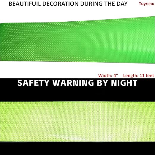 Industrial Reflective Tape Green 4 inch Wide, Outdoor Waterproof High Visibility Safety Warning Reflector Sticker Strips (11 feet)