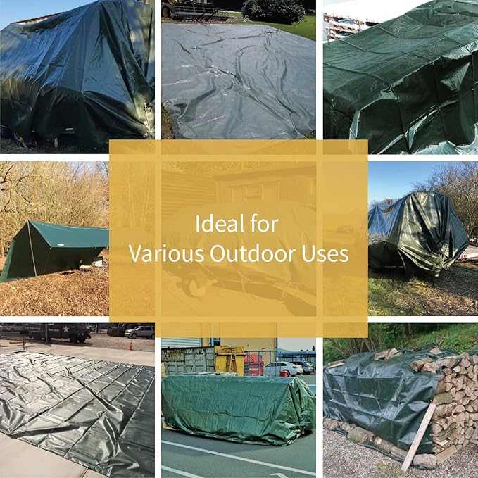 GUARD SHIELD Super Heavy Duty Green/Silver Poly Tarp Cover 16x20 Feet Waterproof 16mil Thick UV and Tear Resistant Tarpaulin with Grommets and Reinforced Edges
