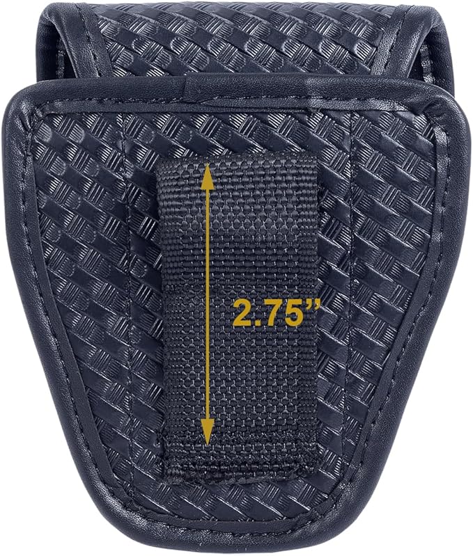 TAFTACFR Molded Single Handcuff Pouch Case for Duty Belt, Law Enforcement Holder With Removable Top Cover and Hidden Snap