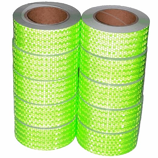Green Reflective Tape Outdoor Waterproof 2 inch Wide, High Visibility Warning Industrial Marking Tape, Safety Stickers (68 feet,10 Rolls)