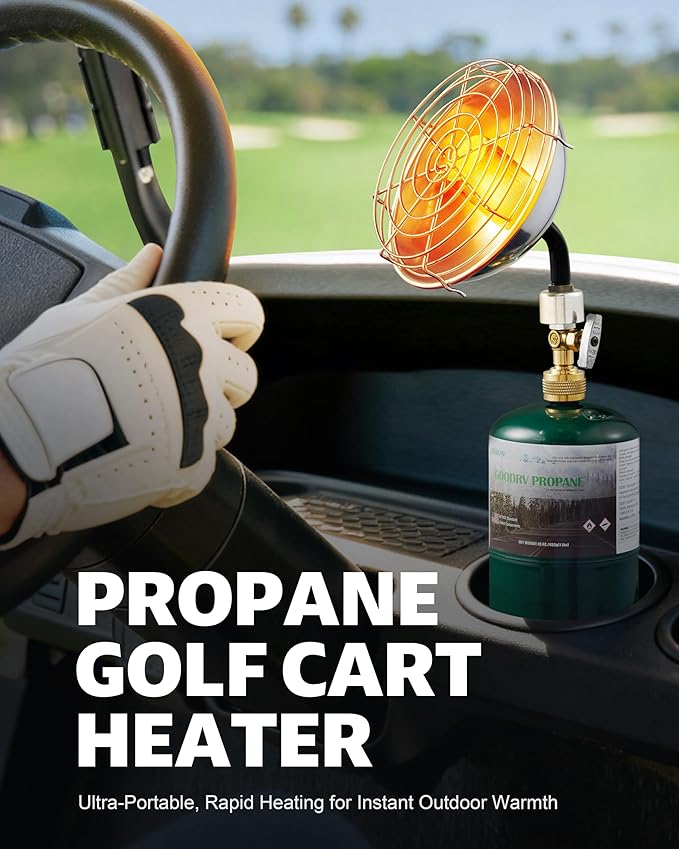 Ravs Portable Propane Heater for Camping, 6500BTU Outdoor Tent Heater with Foldable Tank Holder and Control Valve, Golf Cart Heater for Hiking, Ice Fishing, Hunting, Backyard, Fuel not Included