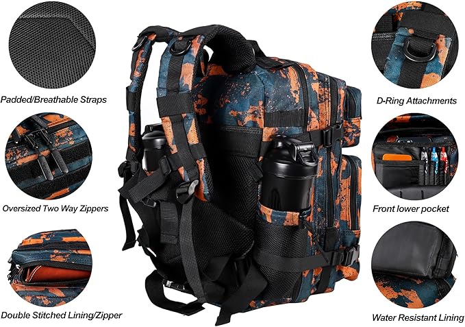 LHI Tactical Military Backpack for Men and Women 25L/35L Army Assault Pack Bag Small Rucksack with Bottle Holder