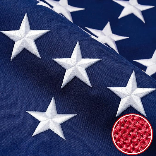 American Flag 20x38 ft TearProof Series, Heavy Duty Tough Spun Polyester USA Flags High Wind, US Flags for Outside Outdoor with Durable Embroidered Stars Sewn Stripes, 7 Brass Grommets