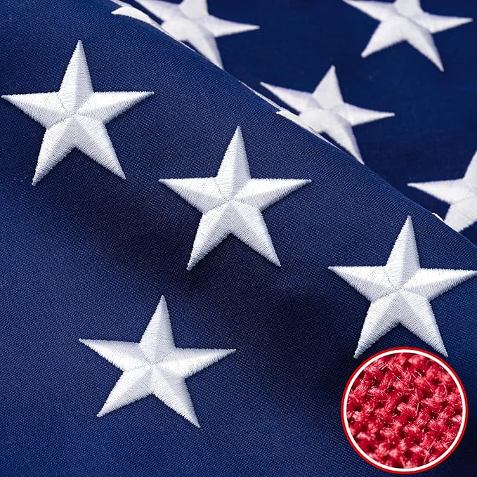American Flag 15x25 ft TearProof Series, Heavy Duty Tough Spun Polyester USA Flags High Wind, US Flags for Outside Outdoor with Durable Embroidered Stars Sewn Stripes, 6 Brass Grommets