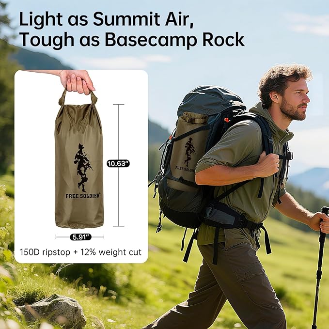 FREE SOLDIER Waterproof Portable Tarp Multifunctional Outdoor Camping Traveling Awning Backpacking Tarp Shelter Rain Tarps (Simplify Brown 10×10.5ft)
