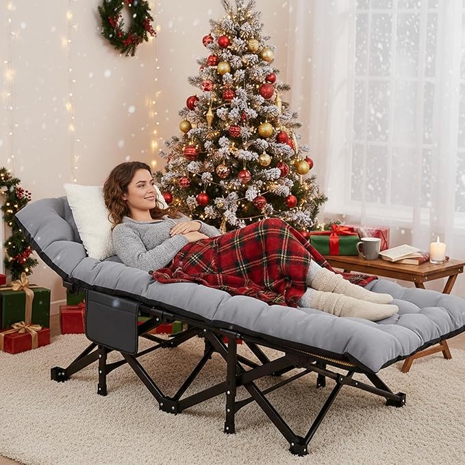 ABORON 2PK XXL Camping Cot for Adults 900LBS - 78"×32" Oversized Folding Bed with Mattress Pad, Heavy Duty 1200D Oxford Outdoor Cot with Carry Bag