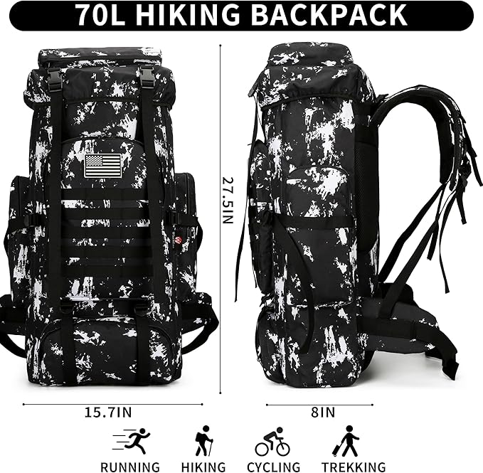 Hiking Backpack for Men 70L/100L Camping Backpack Military Rucksack Molle 3 Days Assault Pack for Climbing