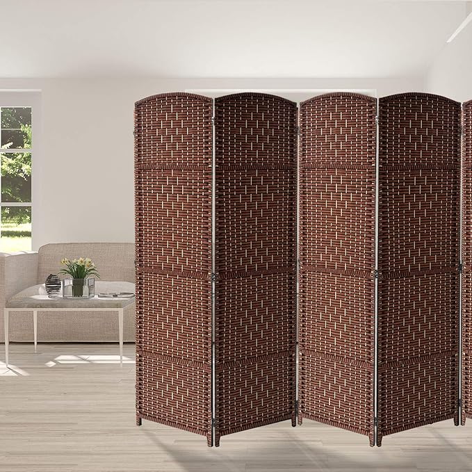 Sorbus 8 Panel Room Divider 6 ft. Tall - Privacy Screen, Extra Wide Double Hinged Panels, Diamond Double-Weaved, Partition Room Dividers and Folding Privacy Screens, Wall Divider for Room Separation