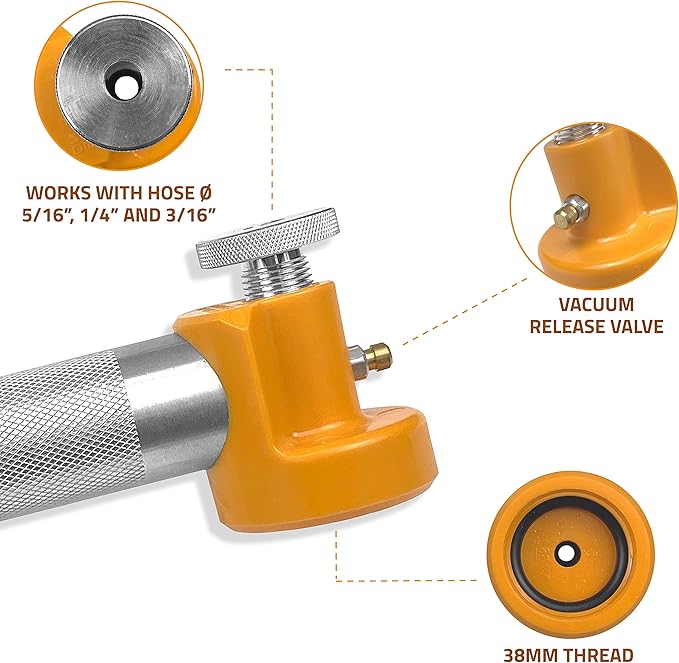 Oil Sampling Pump - Made in USA - with Vacuum Release Valve - Compatible with 5/16-inch Hose, 1/4-inch Hose (Most commonly Used) and 3/16-inch Hose