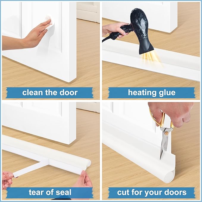 MAXTID Under Door Draft Stoppers 36 Inch Door Draft Blocker Draft Stoppers for Bottom of Doors Seal Gap, Door Seal Strips Sweeps, White