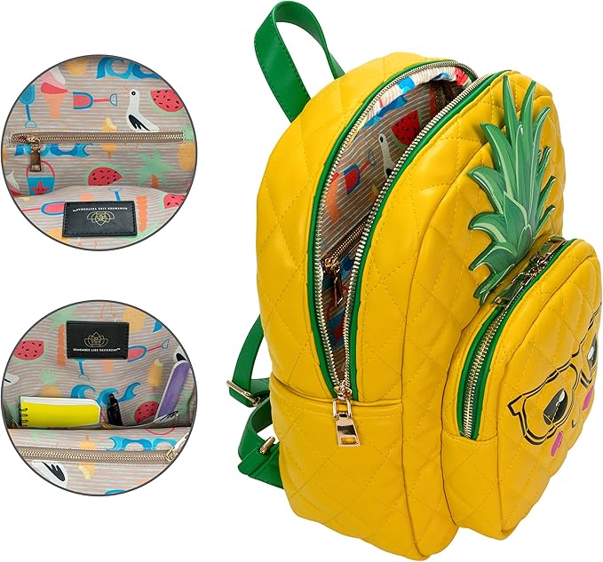 Kawaii Pineapple Backpack Purse | Women and Kids Fashion Backpack Purse | Faux Leather