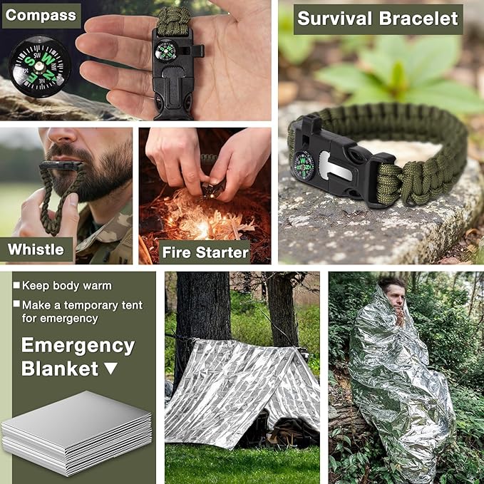 Survival Kits, Hiking and Camping Essentials, Emergency Survival Gear, Gifts for Men, Gifts for Dad, Husband, Teenagers, Cool Fishing and Hunting Gadgets, Christmas and Birthday Gifts