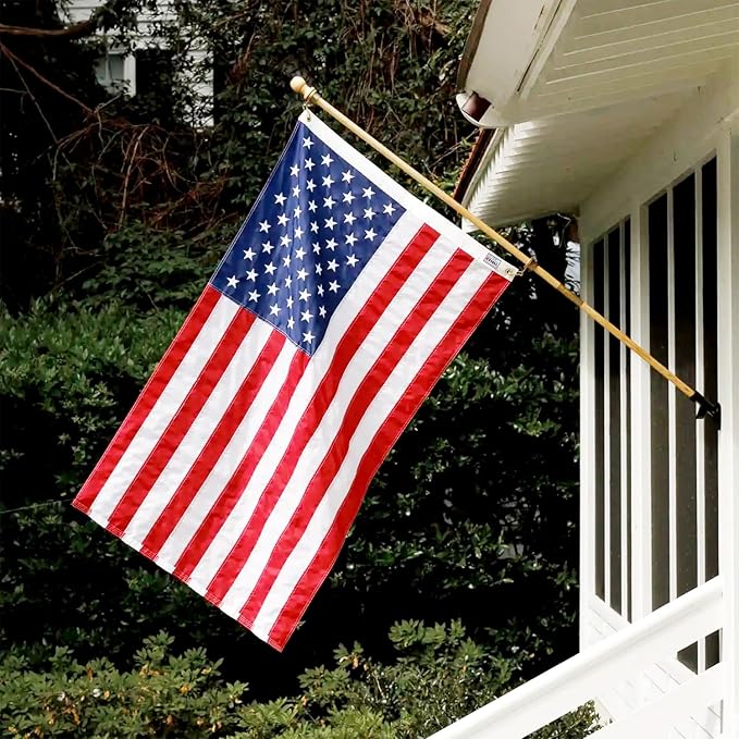 American Flag 12x18 Inches, Embroidery 50 Stars Ensign Nautical US Boat Flags with 2 Brass Grommets, Heavy Duty Nylon Outdoor Small American Flag for Boat, ATV and UTV