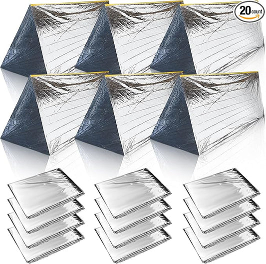 Woanger 4/10/20 Pcs Emergency Tent for Homeless Survival Tents Bulk 2 Person Tube Camping Tents 8 ft x 3 ft Shelter Survival Tent Portable Shelter for Hiking Backpacking Camping Outdoor