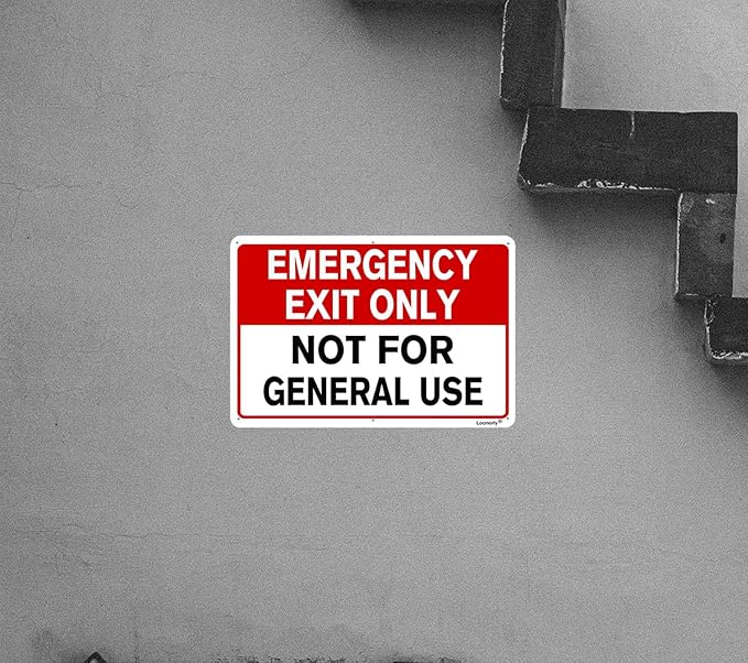 Emergency Exit Only Not for General Use Sign, 10x14 Inch, No Trespassing Reflective Aluminum Sign