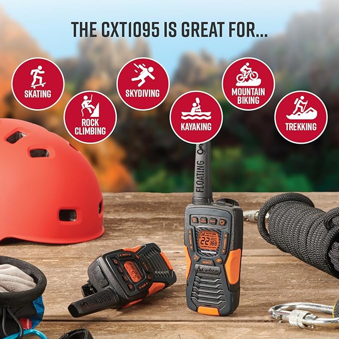 Cobra CXT10953PH-M Emergency Two-Way Radios, Waterproof Walkie Talkies, Up to 40 Mile Range, 22 Channels and NOAA Weather Channels, UHF/FM Ultra-Clear Reception, 3-Pack