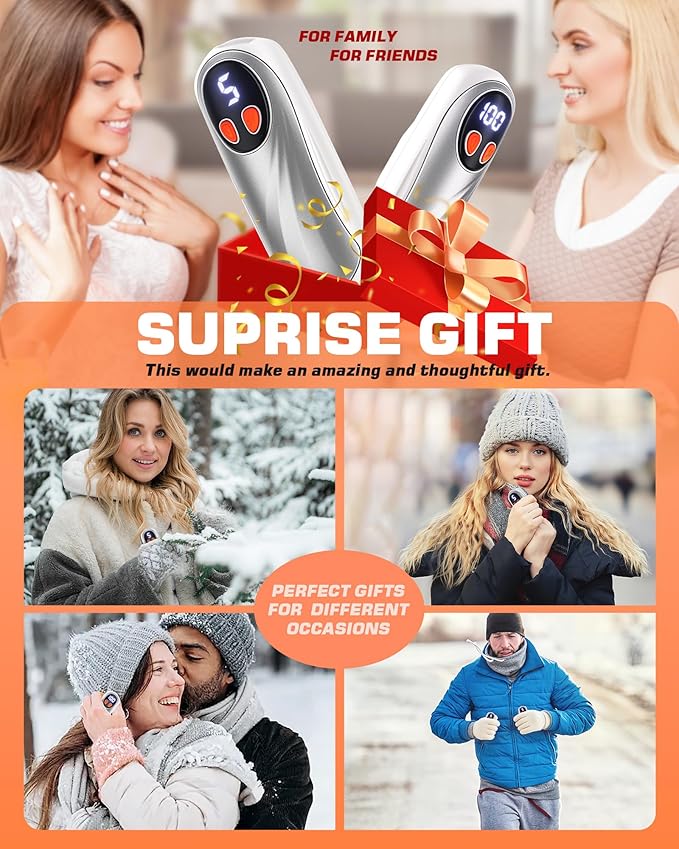 Hand Warmers Rechargeable 2 Pack, 6000mAh Electric Hand Warmers, 5-Level Heating with Battery Display, Reusable Portable Pocket Heater, Gifts for Christmas, Outdoor, Golf, Travel, Hunting, Camping
