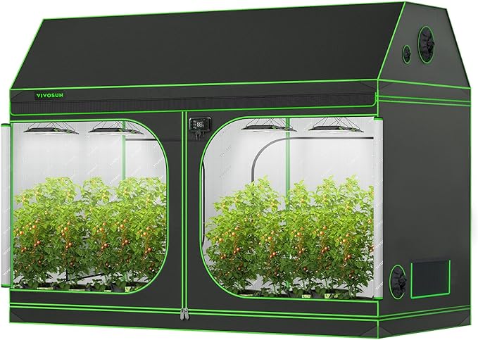VIVOSUN R846 4x8 Grow Tent, 96"x48"x72" Roof Cube Tent with Observation Window and Floor Tray for Hydroponics Indoor Plant for VS4000/VSF4300