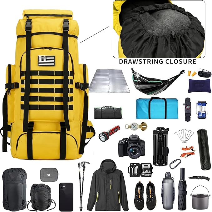 Hiking Backpack for Men 70L/100L Camping Backpack Military Rucksack Molle 3 Days Assault Pack for Climbing