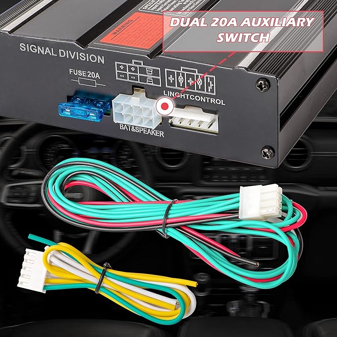 Police Siren 20 Tones 130 DB 200 Watt, Dual 20A Auxiliary Switch, Wireless Remote USB Rechargeable 15M Control Range, Car PA System Speaker Horn, Emergency Siren for Car Truck Vehicles