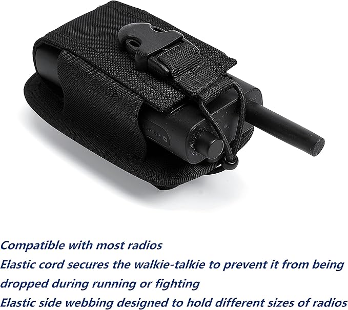 TACNEX Universal Radio Holster Tactical Two Ways Radio Holder Compact Elastic Walkie Talkies Pouch Nylon Case w/MOLLE Strap Duty Belt Clip for Police Leo Security Firefighter Rescue EMS EMT Military