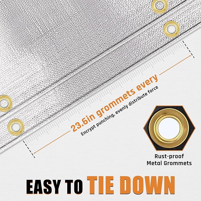 12x20FT Waterproof Tarp, Yumatum 16 Mil Heavy Duty Tarps with Reinforced Edges/Brass Grommets, 100% UV Blocking/Tear Resistant Poly Tarp for Camping, Patio, Tent, Boat(Silver/Black)