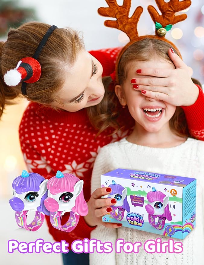Vvinca Walkie Talkies for Kids 2 Pack, Unicorn Toys for Girls Age 3-4-5-6-7 Christmas Birthday Gifts 8 9 10 11 12 Year Old Long Range Camping Outdoor Toddler Toy Walkie-Talkie Stocking Stuffers