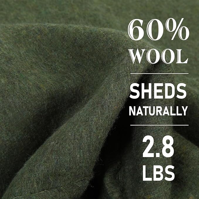 Preboun 3 Pieces Wool Camping Blanket Bulk 60" x 80" Military Wool First Aid Fire Retardant Blanket Queen for Outdoors Camping Stadium Picnics Travel Car Survival Kits(Olive Green)
