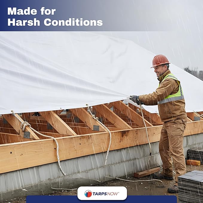 Tarps Now 10x12 Feet Heavy Duty Waterproof Tarp | 12 MIL Poly Tarp with Reinforced Edges & Aluminum Grommets | Weatherproof Tarpaulin for Roof, Outdoor, Camping | Large Brown Tarp Cover