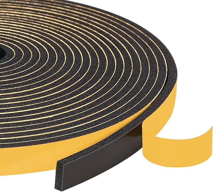 Yotache Foam Seal Tape 3/8" W X 1/8" T (New Adhesive Craft), High Density Adhesive Foam Weather Stripping Seal for Door and Window, 26 Ft Length