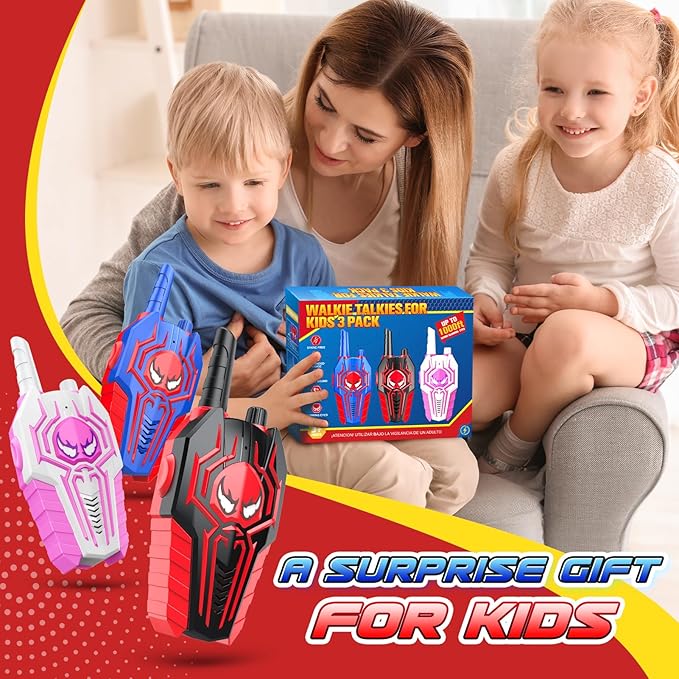Walkie Talkies for Kids Boys: 3 Pack Kids Walkie Talkies Toys Gifts for 3 4 5 6 7 8 9 10 Year Old Girls Boys Family Hiking Camping Outdoor Toys for Kids Two Way Radio Boy Girl Gift Age 3-12