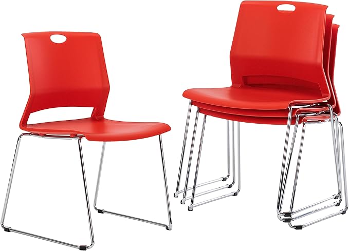 Sidanli Red Stacking Chairs-Set of 4