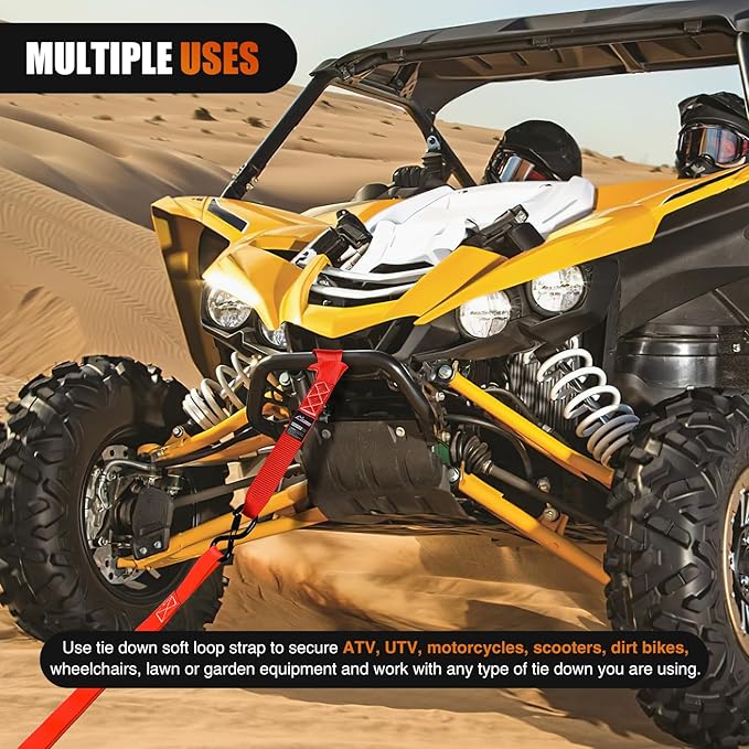Nilight Soft Loop 1.7”×17" Motorcycle Tie Down Straps Heavy Duty 12000Lbs Max Break Strength for Securing ATV UTV Kayak Moving Cargo (8PK-Red)