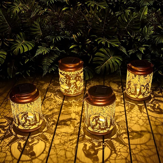 YISITEONE Bigfoot Outdoor Solar Lanterns, Garden Waterproof Metal Hanging Decor Lights for Patio Yard Pathway Lawn Front Porch, Big Foot Sasquatch Birthday Gardening Gifts for Men Women Mom Grandma