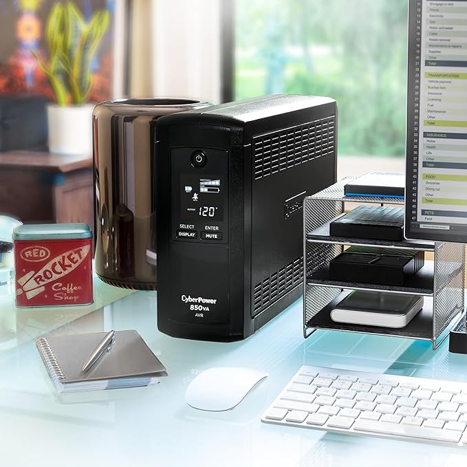 CyberPower CP850AVRLCD Intelligent LCD UPS Battery Backup and Surge Protector, 850VA/510W, 9 Outlets, AVR, Mini-Tower, UL Certified