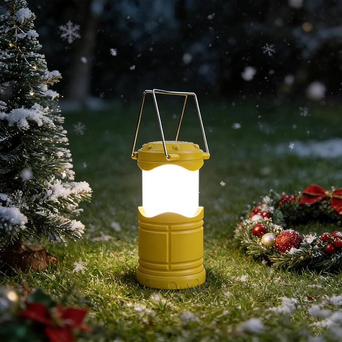 Lichamp LED Camping Lantern, 4 Pack Battery Powered Flashlight for Power Outages, Portable Collapsible Hanging Light Essential for Home, Outdoor, Emergency Lamp Survival Kit Gear for Hurricane, Yellow