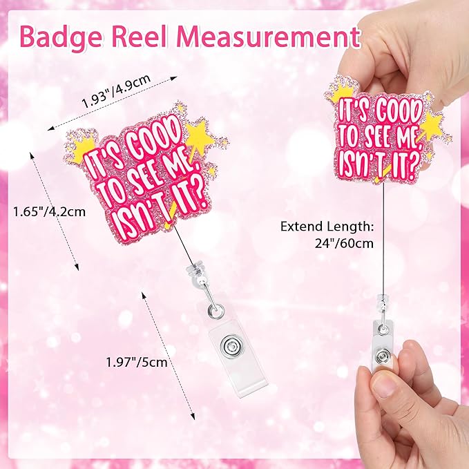 It's Good to See Me Badge Reel Nursing Badge Holders Retractable Badge Clip RN LN CNA Mental Health Nurse Badge Accessories for Work