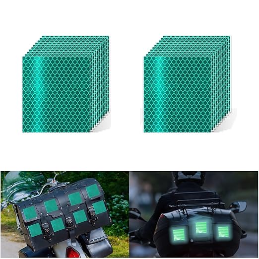 Non Fading Green Reflective Stickers 3 inch X 3 inch, Outdoor Waterproof High Visibility Warning Safety Adhesive Reflector Tape (20 Pcs)