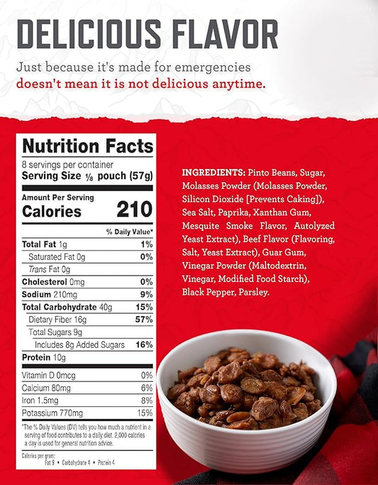 ReadyWise Emergency Food Supply - 120 Servings BBQ Beans Bucket, Freeze Dried Protein Meals, Camping Essentials, Ready to Eat, Survival Disaster Prepping Supplies, up to 25 Year Shelf Life
