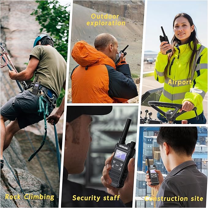 KETELESE T3G Heavy Duty Walkie Talkies for Adults, IP67 Waterproof Long Range 2 Way Radio, with Earpiece and Mic, Type-C Charge Dock&Cable, VOX, NOAA, PTT, Group 2 Pack, Black/Grey