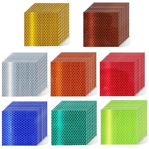 Non Fading Reflective Stickers 4 inch X 4 inch, Outdoor Waterproof High Visibility Warning Safety Adhesive Reflector Tape (80 Pcs)