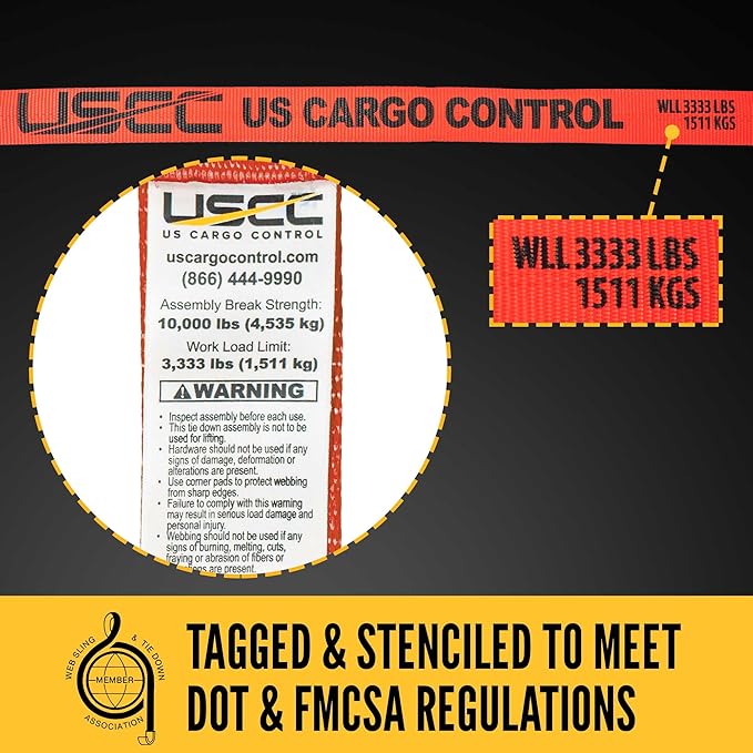 US Cargo Control 2 Inch Wide x 27 Foot Long Ratchet Strap with Wire Hooks, Red Tiedown Strap with Double J Hooks, Secure Cargo with Ease