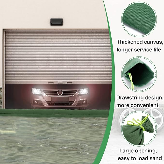 4 Pcs 5'× 6'' Long Sand Bags for Flooding - Thickened Canvas Flood Protection Sandbag Tube with Elastic Band, Reusable Flood Rain Wind Barrier Sand Bag Tube for Door Window Flood Control