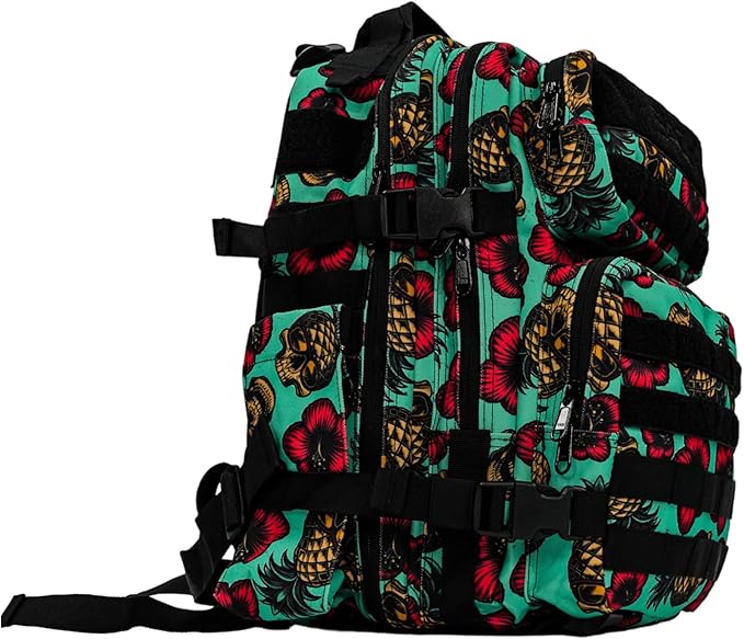 Combat Iron 25L Military Tactical Backpack for Men & Women, Molle Daypack Bug Out Bag, Hiking, Camping, Travel Rucksack with Bottle Holder, Teal Pineapple Express