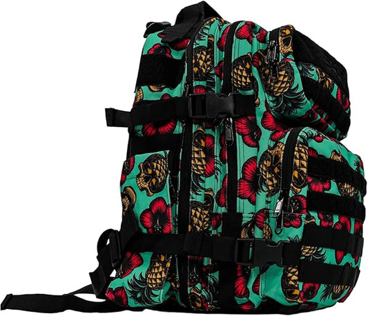 Combat Iron 25L Military Tactical Backpack for Men & Women, Molle Daypack Bug Out Bag, Hiking, Camping, Travel Rucksack with Bottle Holder, Teal Pineapple Express