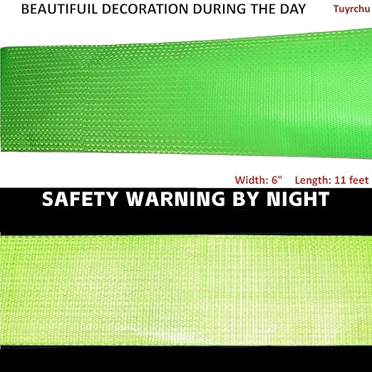 Green Reflective Tape Outdoor Waterproof 6 inch, High Visibility Warning Industrial Marking Tape, Safety Stickers (11 feet)