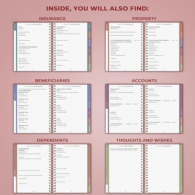 Clever Fox When I Die Planner With Pockets for Documents – End-of-Life Organizer Binder for Important Personal Info & Final Wishes (Burgundy)