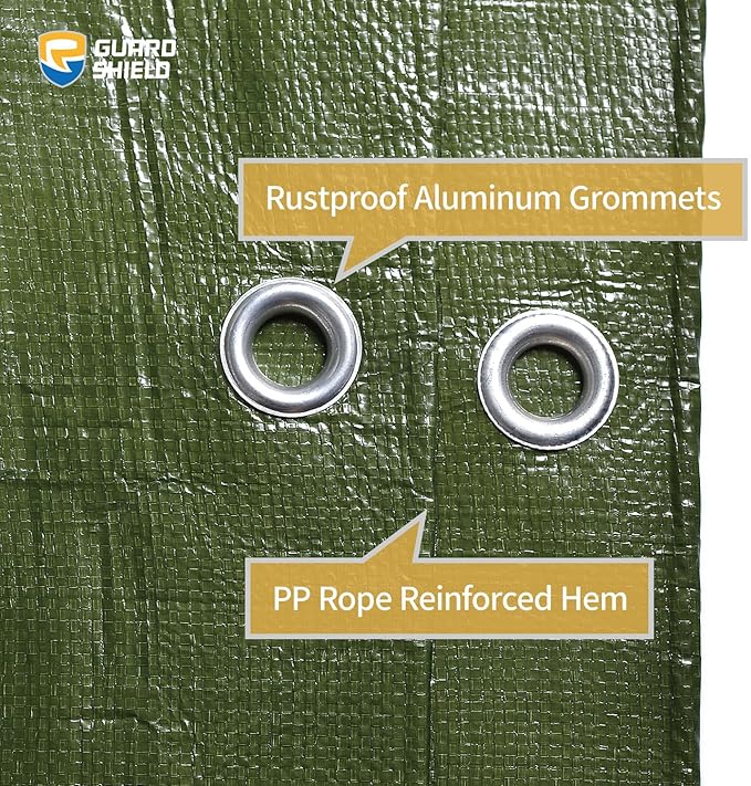 GUARD SHIELD Tarp Green Tarps Heavy Duty Waterproof 20x40 Feet Extra Large Outdoor Tarp Cover 12mil