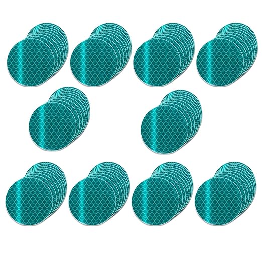 Non Fading Green Reflective Stickers 2-inch Diameter Round Reflector, Outdoor Waterproof High Visibility Warning Adhesive Tape (100 Pcs)