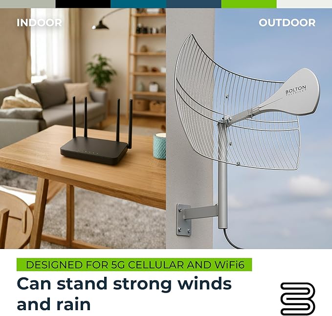 Bolton 2021 Long Ranger Parabolic Antenna - up to 20 Miles Range, Cellular/WiFi Antenna up to +28 dB, All Cell Bands LTE,4G,5G,3G, WiFi 2.6/5 GHz WiFi 6 (Renewed)